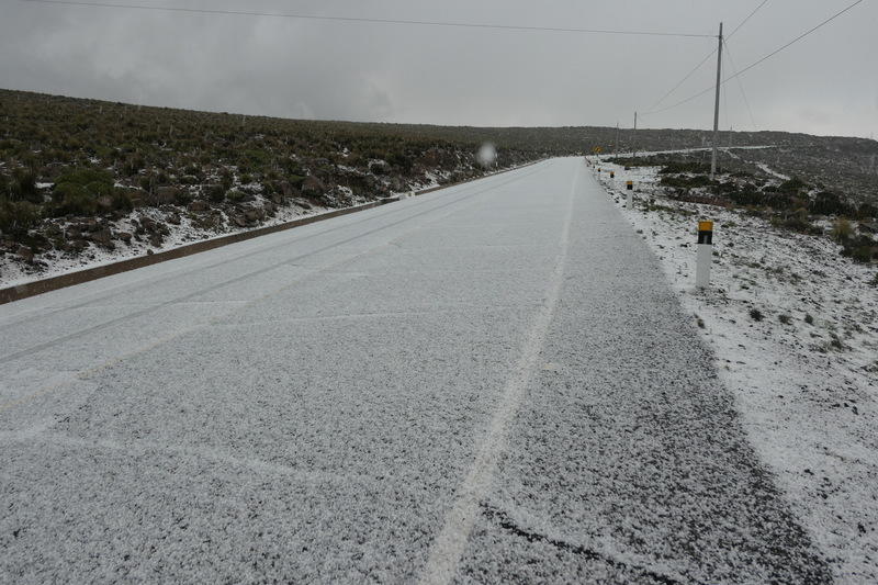 Hail on the road