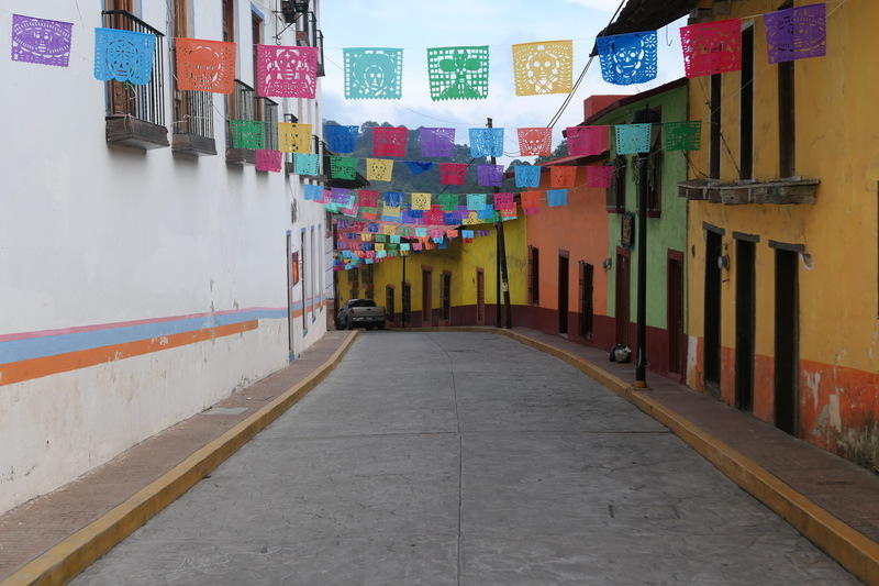 A festive street in Pinal de Amoles
