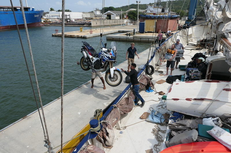 Unloading the motorcycle